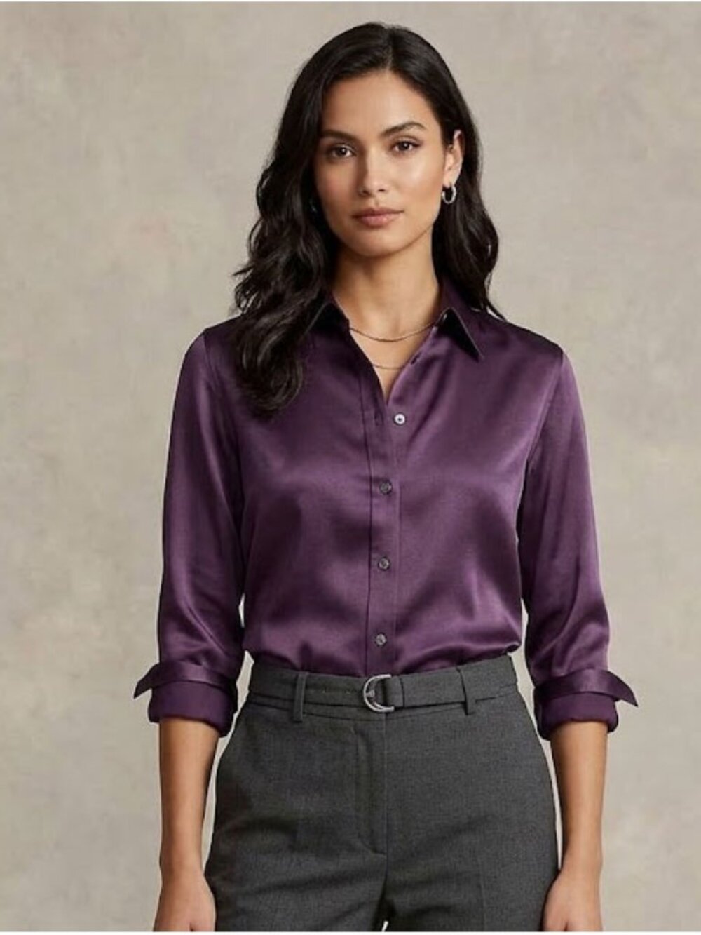 LAUREN RALPH LAUREN Purple Silk Button Shirt